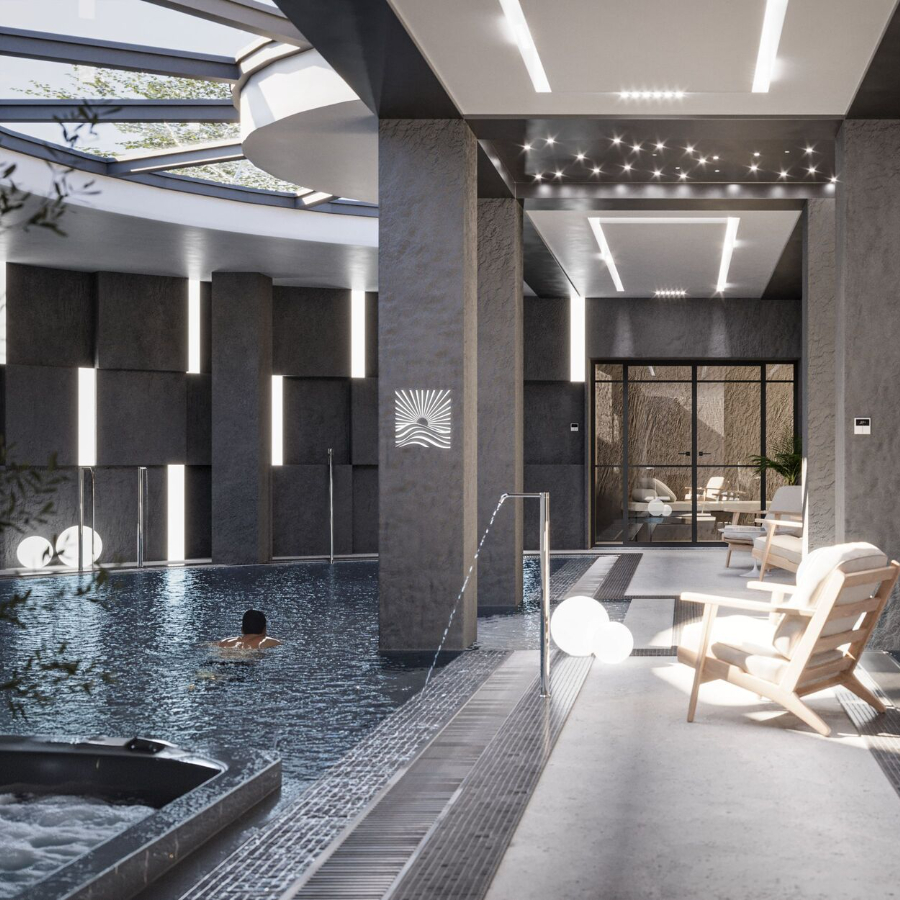 Basen i strefa wellness w apartamentach Baltic Horizon Międzyzdroje